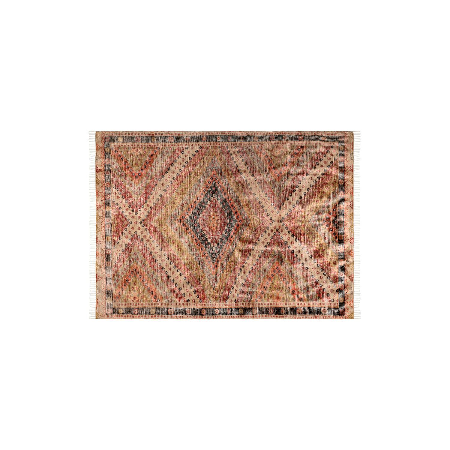 In- & Outdoor-Teppich Mildura Gewebter Teppich mit geometrischem Muster in warmen Beige- und Rottönen, Wohnaccessoire