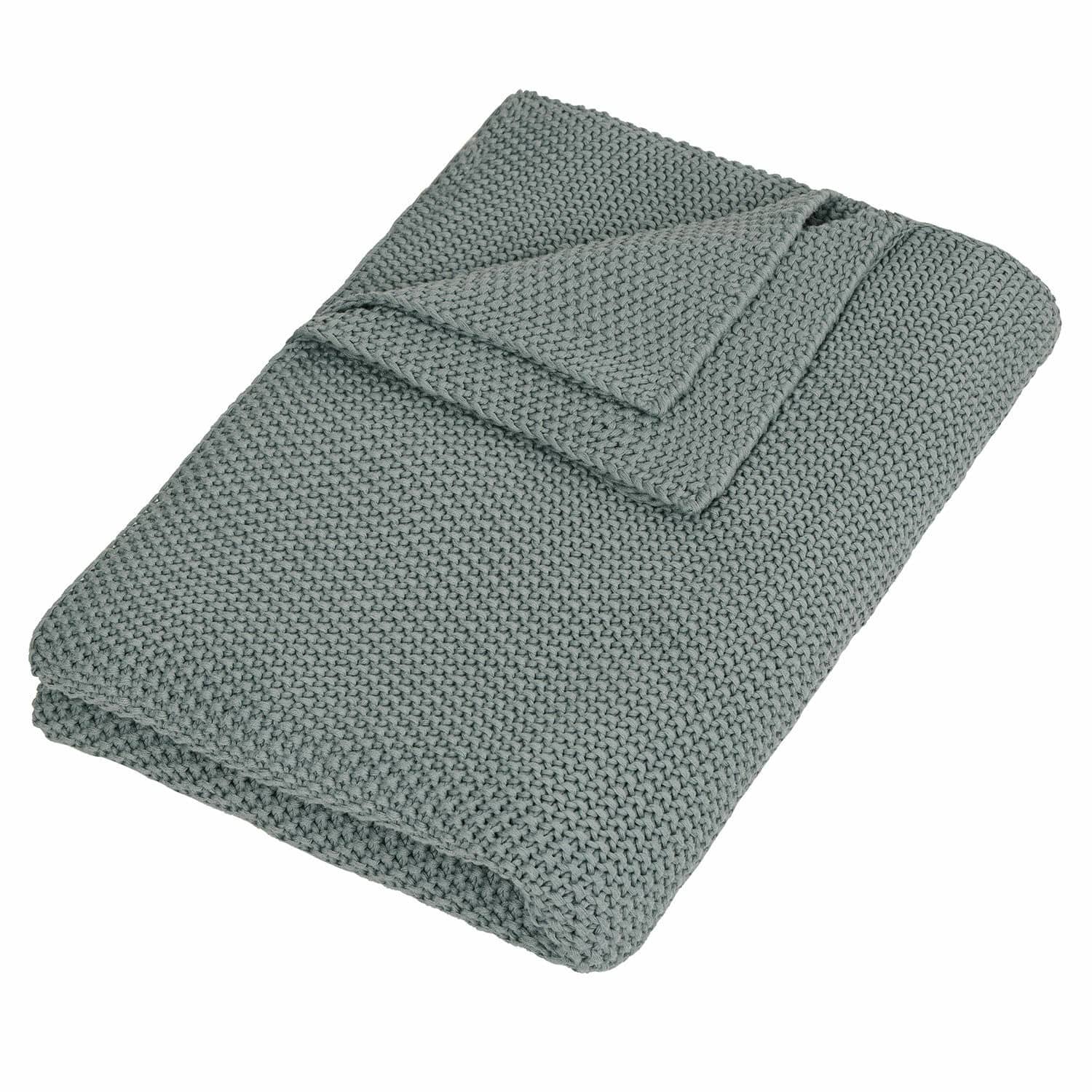 Plaid Ancy Weiche graue Decke mit grobem Strickmuster, ideal zur Dekoration und für Wärme im Zuhause.