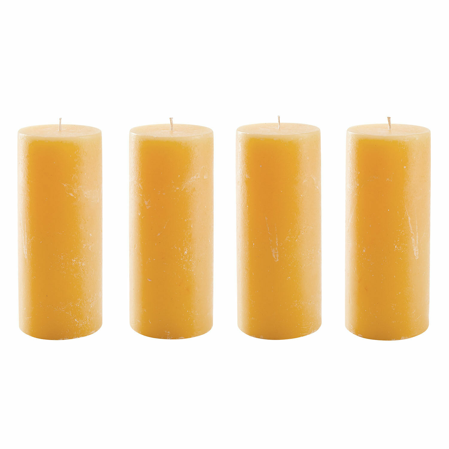 gelb 4er-Set gelbe Kerzen aus Wachs, dekorative Wohnaccessoires, stimmungsvolle Beleuchtung