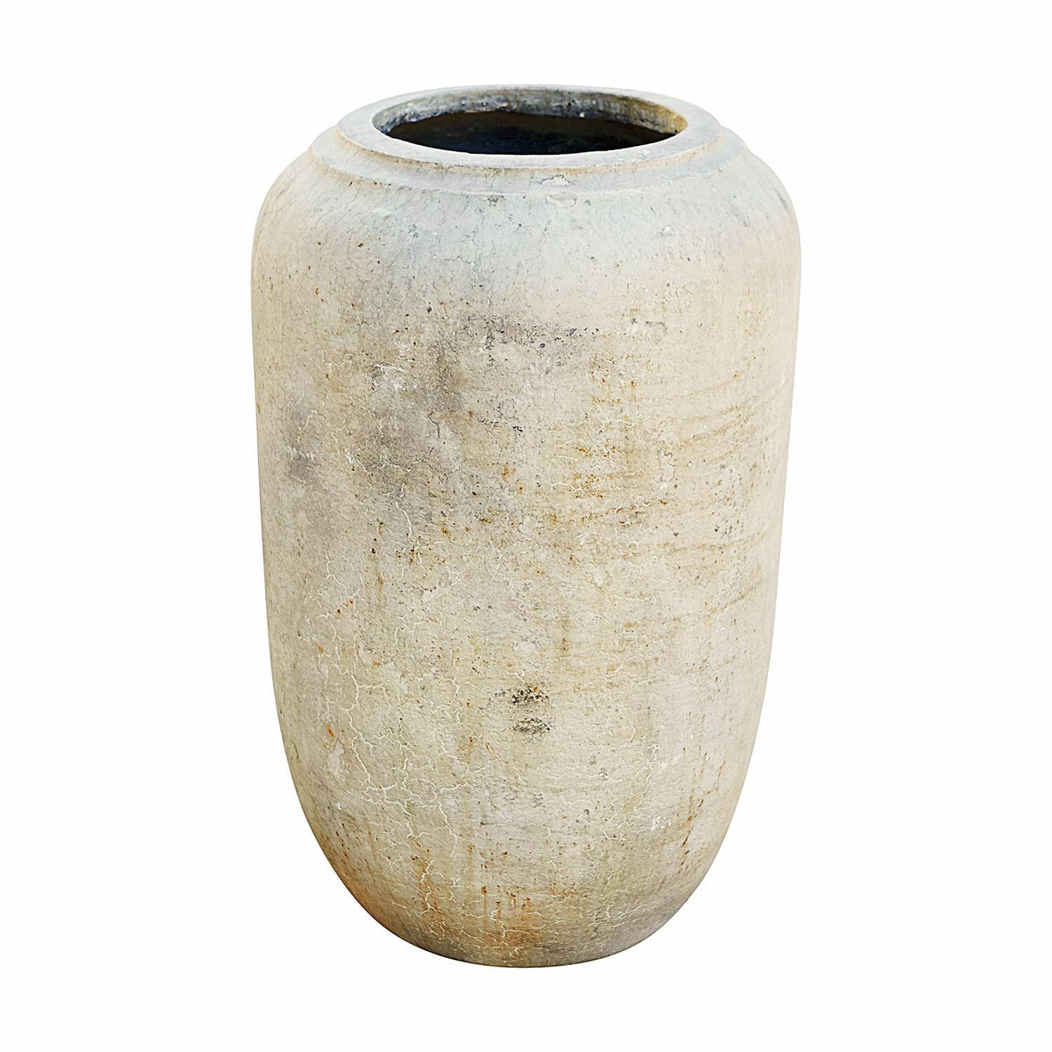 Bodenvase Xerette Grosse beige Keramikvase mit gealterter Oberfläche für natürliche Wohnraumdekoration