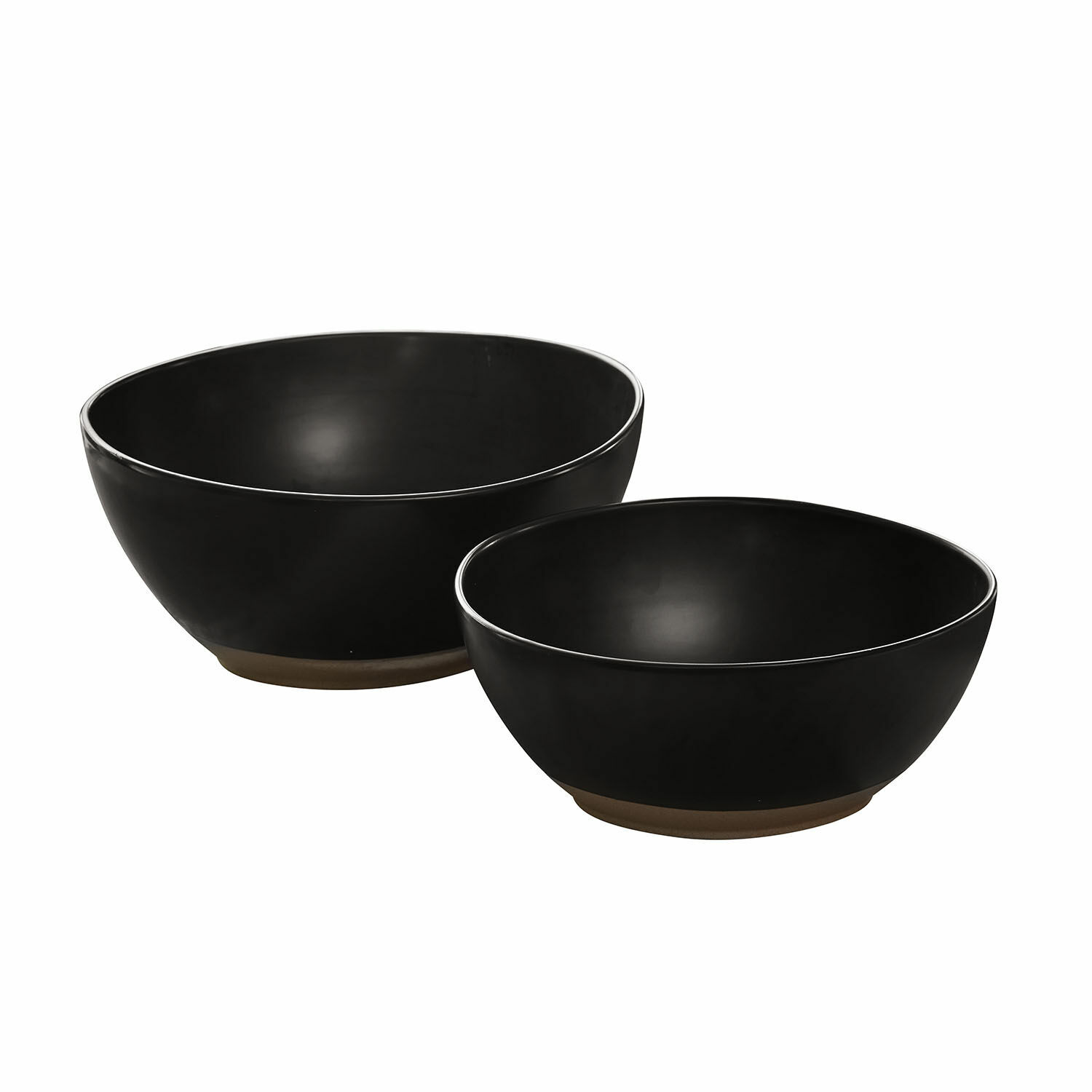 schwarz Zweiteiliges Set mit schwarzen Salatschüsseln aus Keramik Biarritz, praktische Küchenschalen