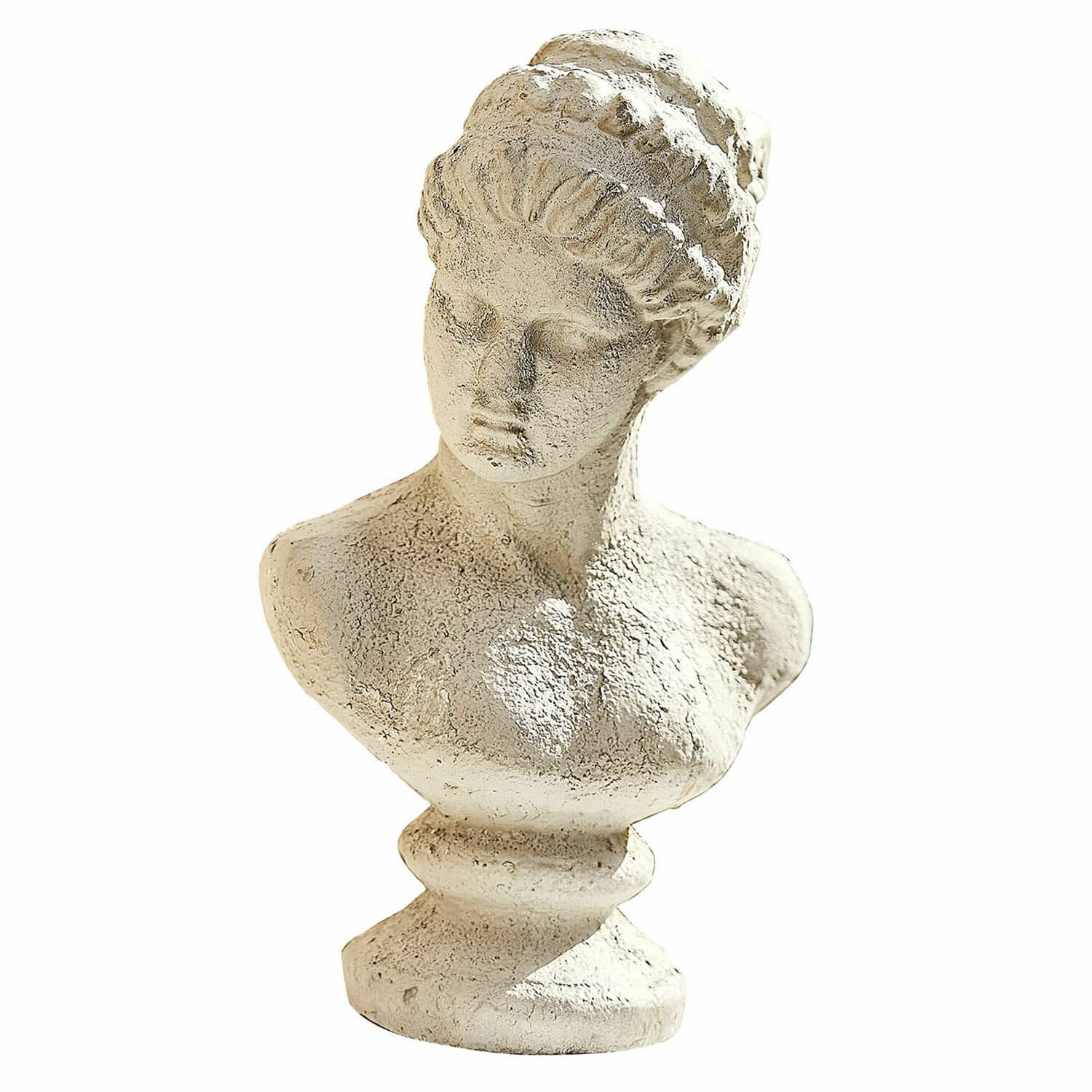 Büste Yverine Weisse Gipsbüste einer Frau mit klassisch hochgestecktem Haar, Vintage-Dekoration