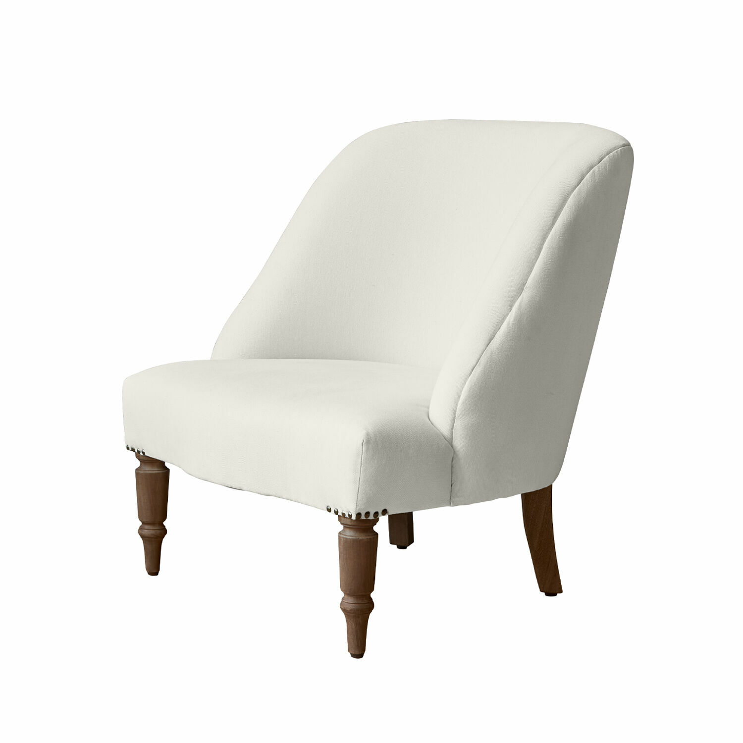 Sessel Maplewood Weiss gepolsterte Couch mit Holzbeinen, elegantes Wohnzimmermöbel, bequeme Sitzfläche