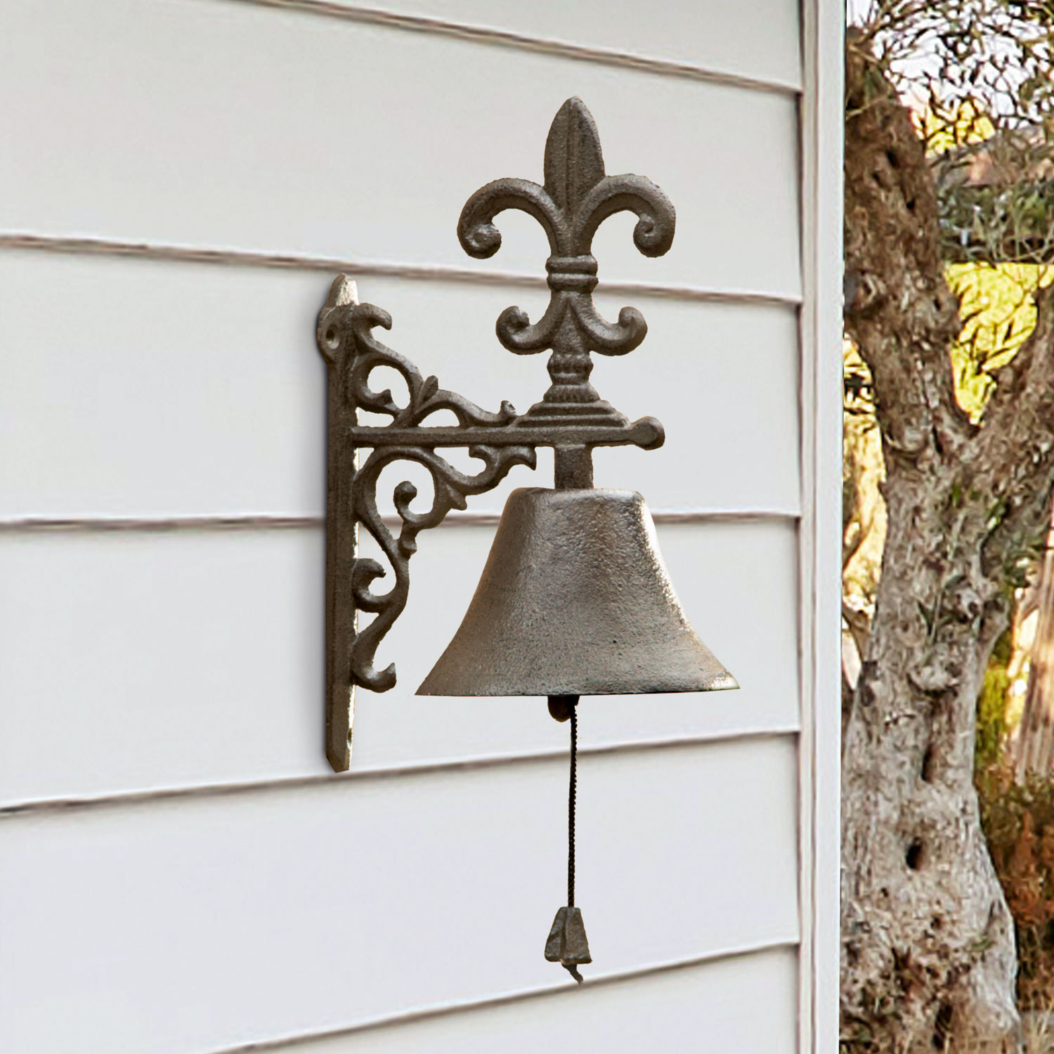 Türglocke Houma Dekorative Wandglocke aus grauem Gusseisen für Garten oder Haus