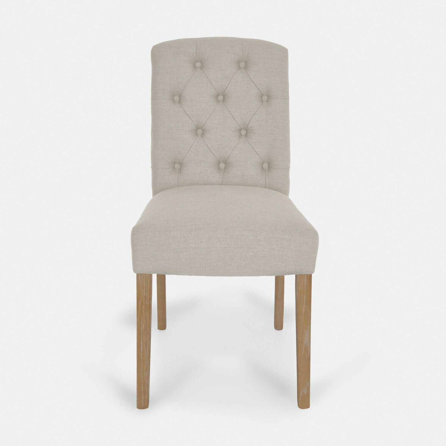 Eleganter Stuhl Fulden aus beigem Leinen mit Holzbeinen für Esszimmer