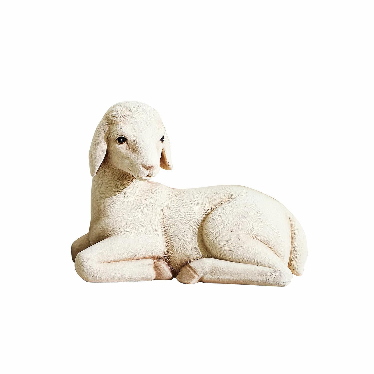 Deko-Lamm Xénandrine Weisse liegende Lammfigur aus Kunststoff, Dekoration für Innen- und Aussenbereich