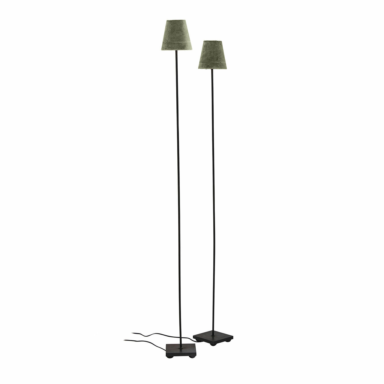 khaki/schwarz Zweier-Set Stehlampen Tacoma mit khakifarbenem Lampenschirm und schwarzer Metallbasis für Wohnzimmer