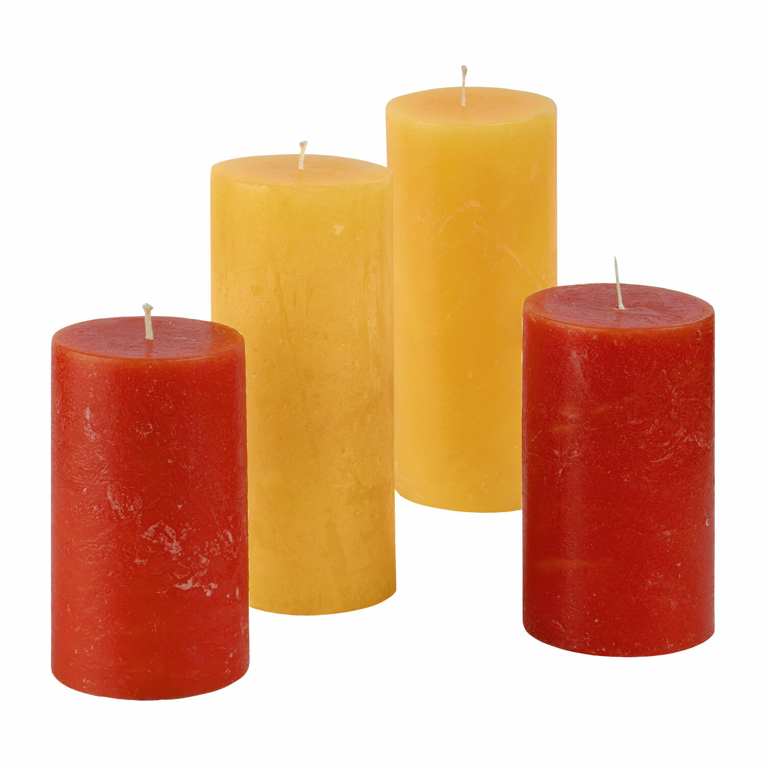 orange/gelb 4er-Set Berekua-Kerzen aus Wachs in Orange und Gelb, dekorative Wohnaccessoires