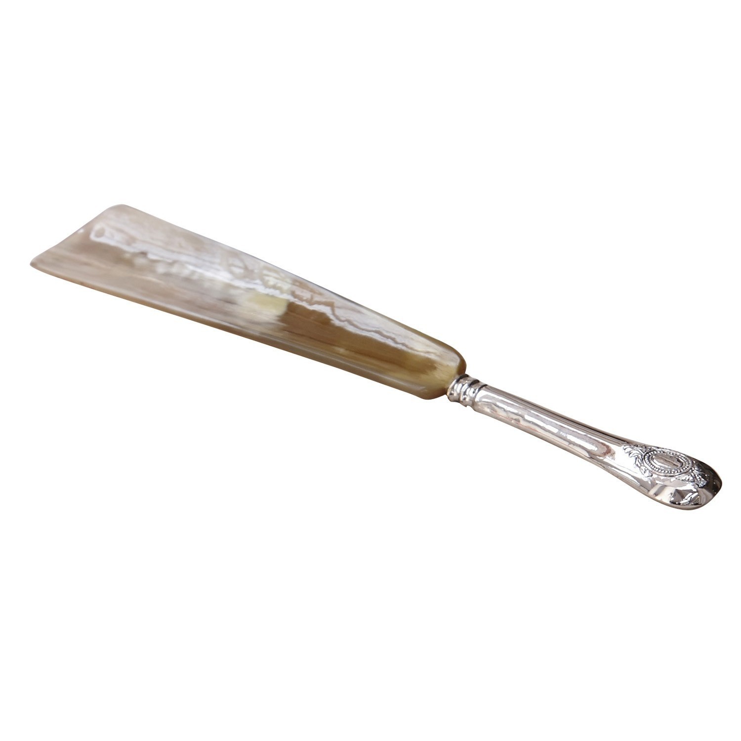 silber Eleganter Schuhanzieher Charles mit natürlicher Klinge und silbernem Griff, praktisches Schuhzubehör