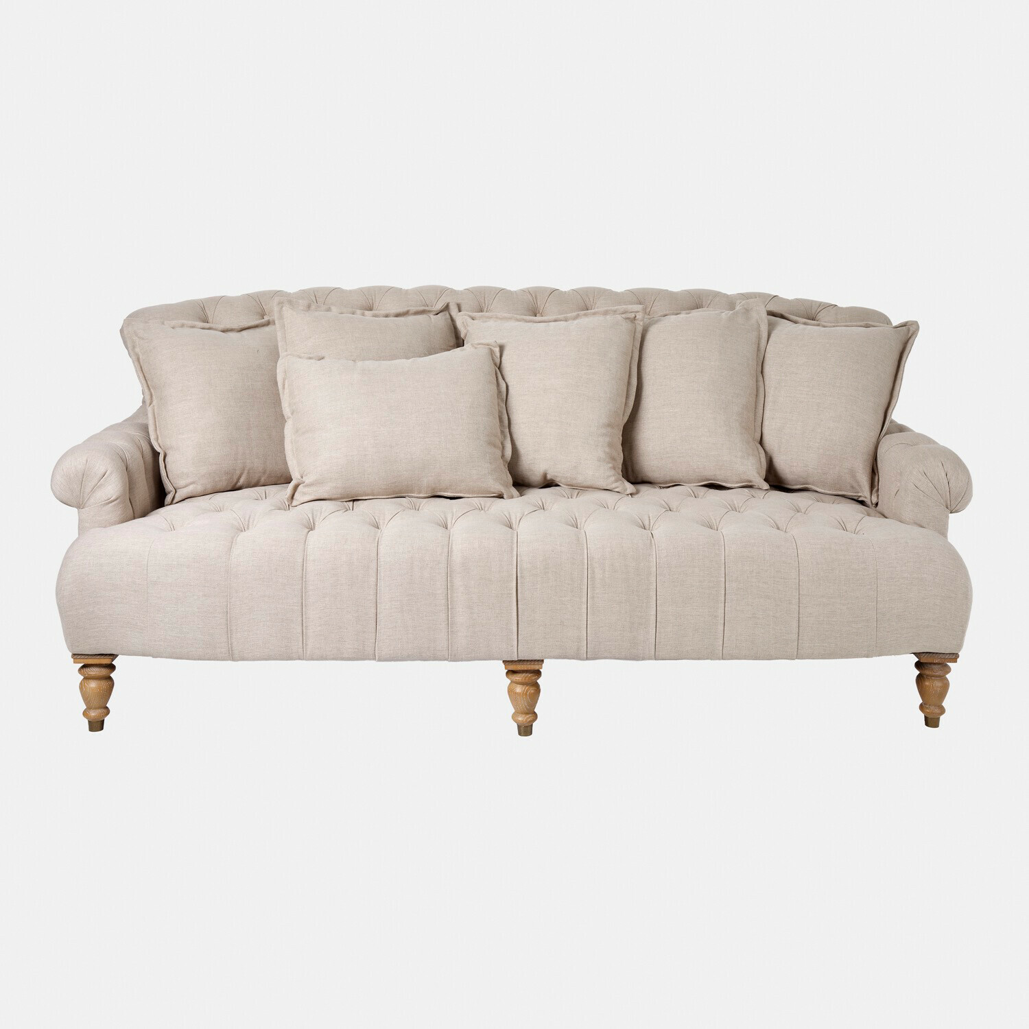 Beiges Springfield Village Sofa aus Leinen mit gesteppter Sitzfläche und Kissen, stilvoll und bequem fürs Wohnzimmer