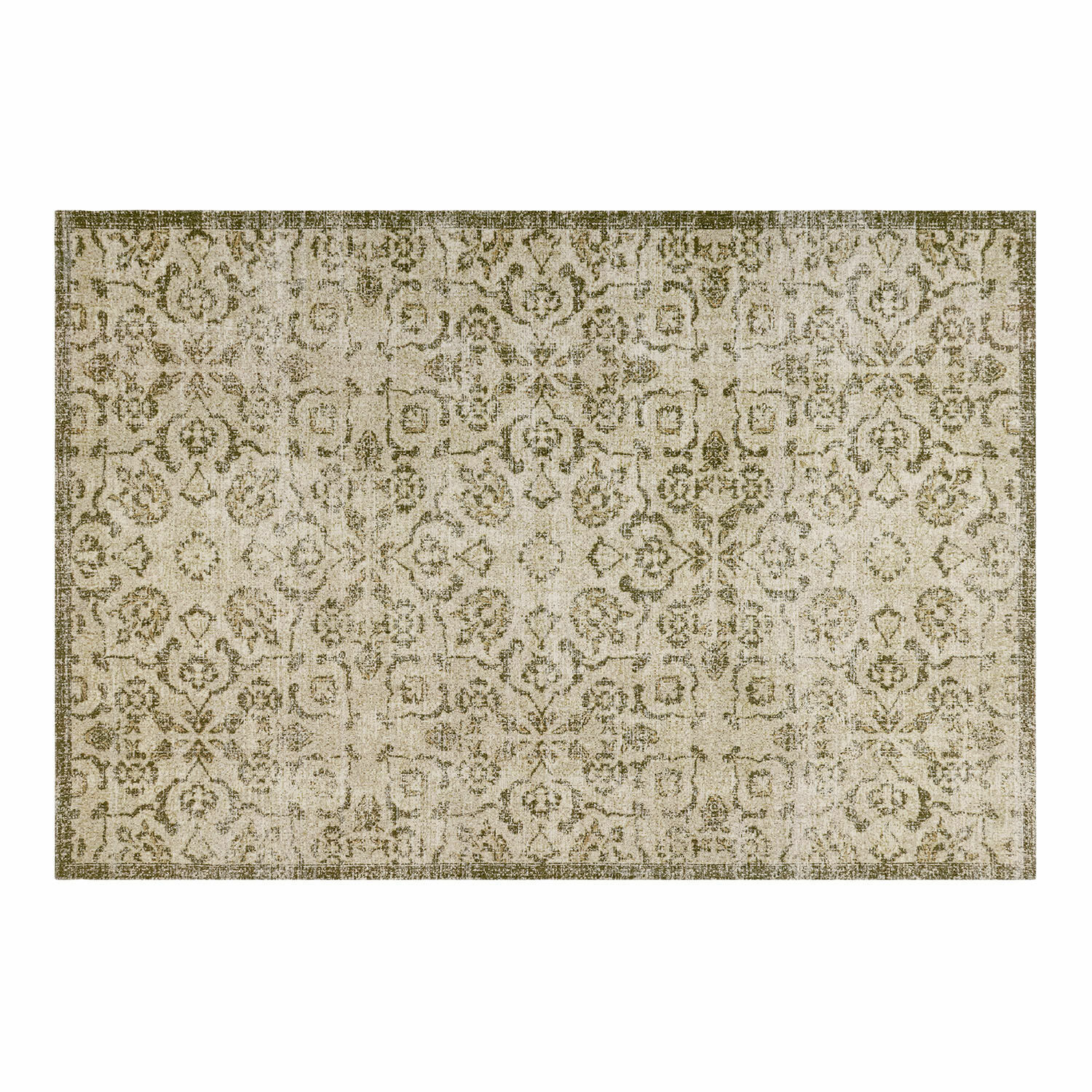 Teppich Calperino Vintage-Teppich mit beigem und grünem Muster, weiches Material, stilvolle Wohnraumdekoration
