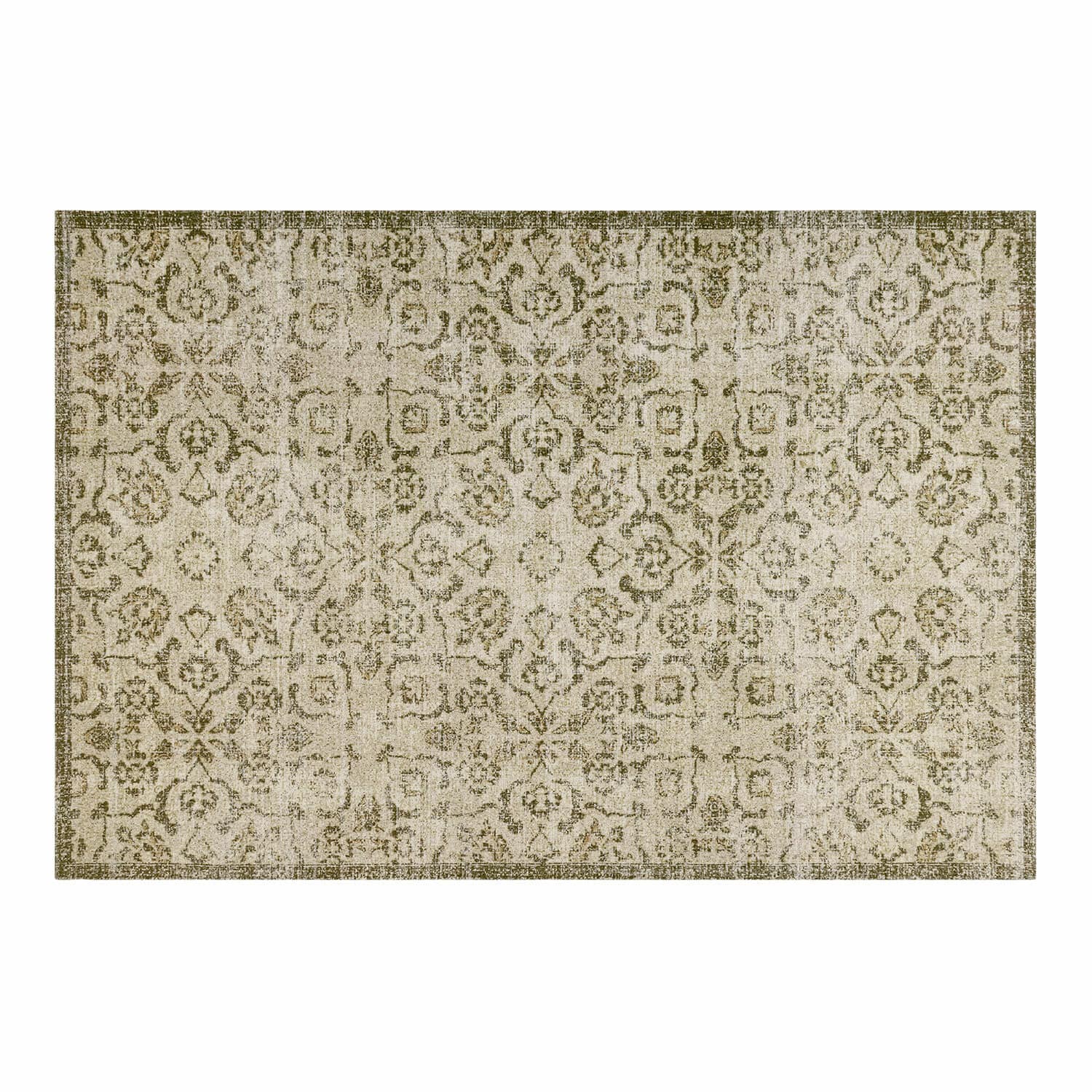 Teppich Calperino Vintage-Teppich mit beigem und grünem Muster, weiches Material, stilvolle Wohnraumdekoration