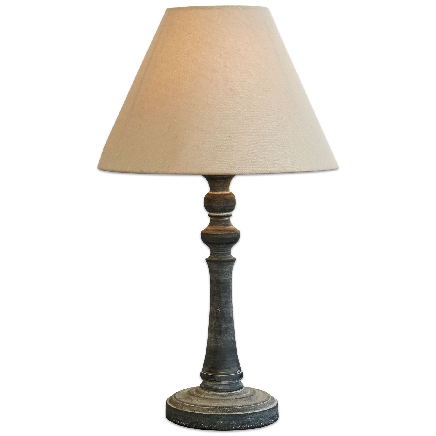 Tischlampe Withby Klassische Tischlampe mit beigem Lampenschirm und dunklem Holzfuss für das Wohnzimmer