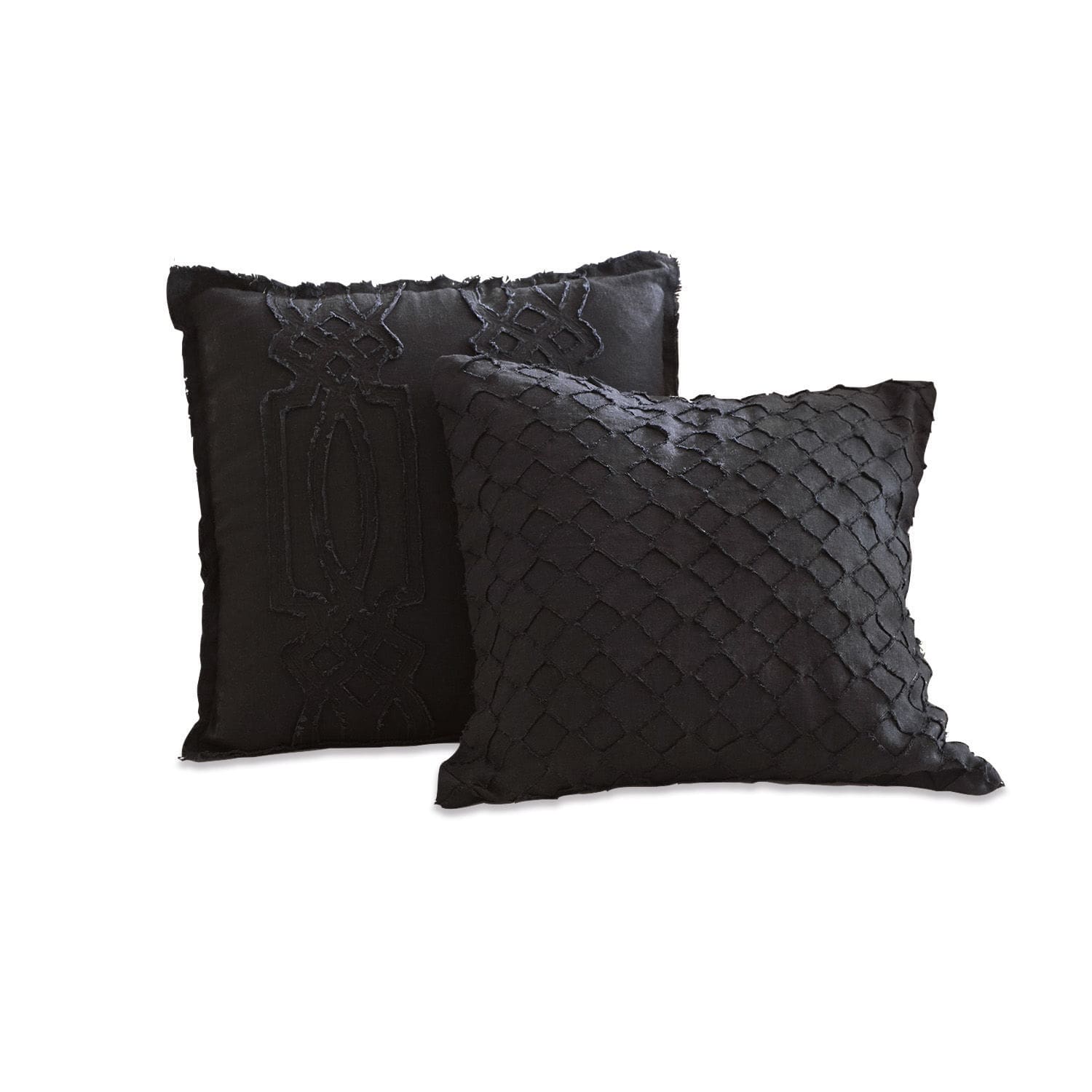 2er-Set Kelnor-Kissenhüllen in Schwarz aus Baumwolle mit dekorativem Muster, Wohnkissen