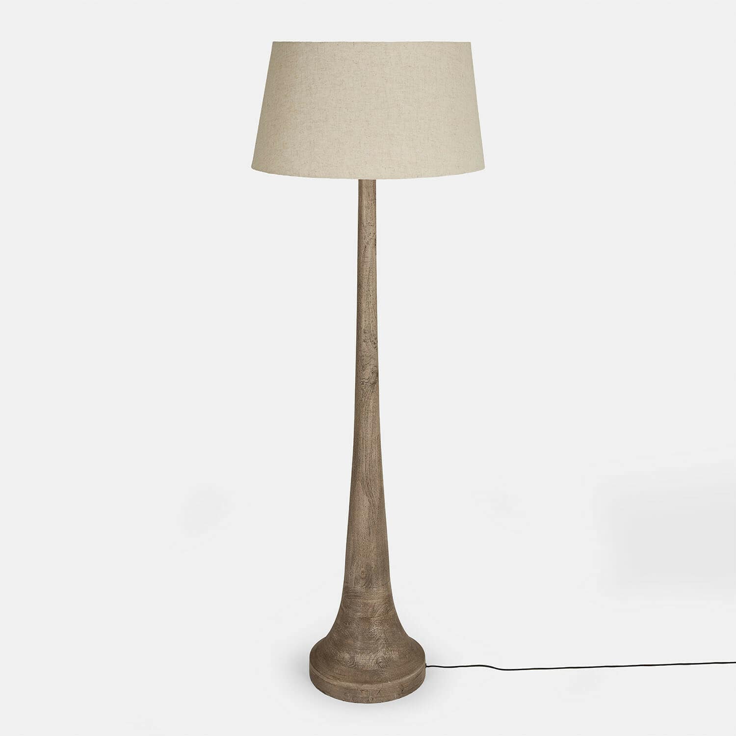 Stehlampe Helsfjord Stehlampe mit Holzsockel und beigem Lampenschirm, modernes Design für Wohnraumbeleuchtung