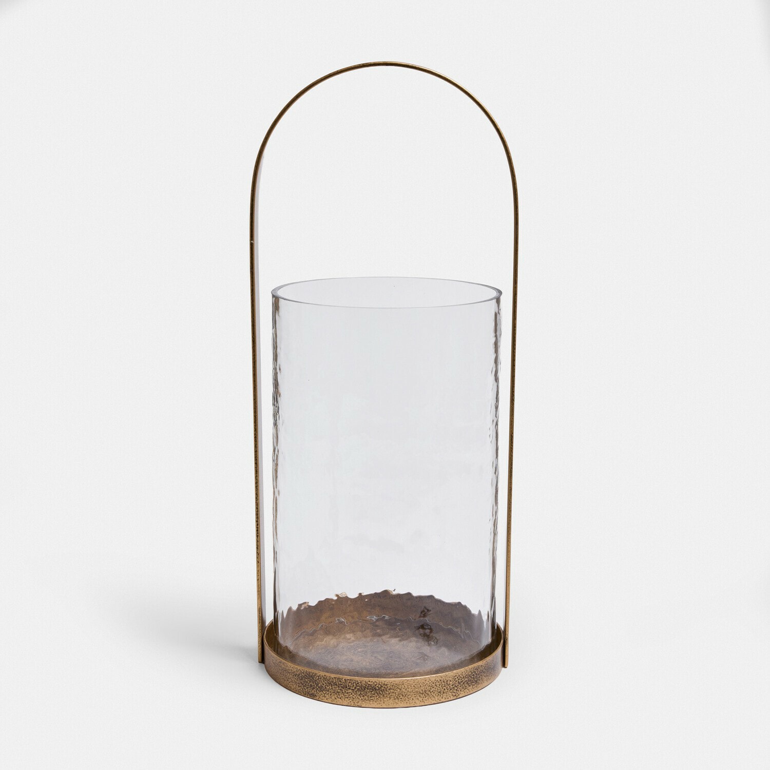 Glaslaterne aus klarem Glas mit vintage Messing-Metallrahmen und Tragegriff