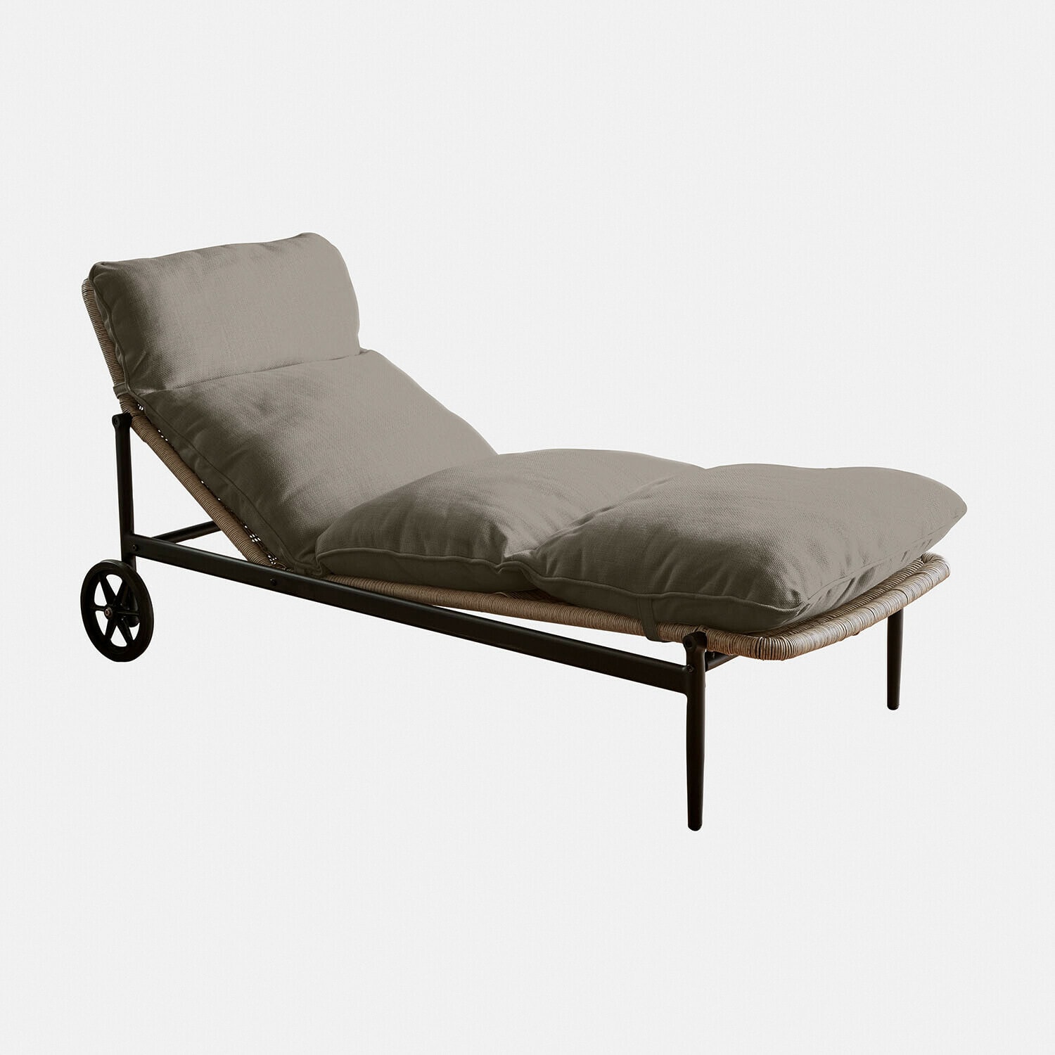 Lounger Langforda Gartenliege mit Metallgestell und beigem Polster, bequeme Outdoor-Möbel für Terrasse