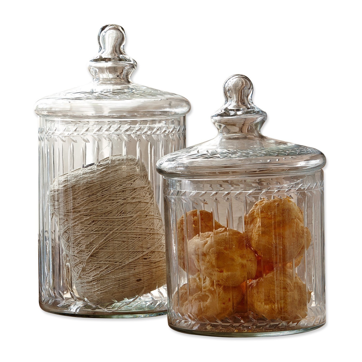 Glasdose 2er Set Maledisant Transparente Glasbehälter mit Deckeln und Mustern, ideal zur Aufbewahrung in der Küche