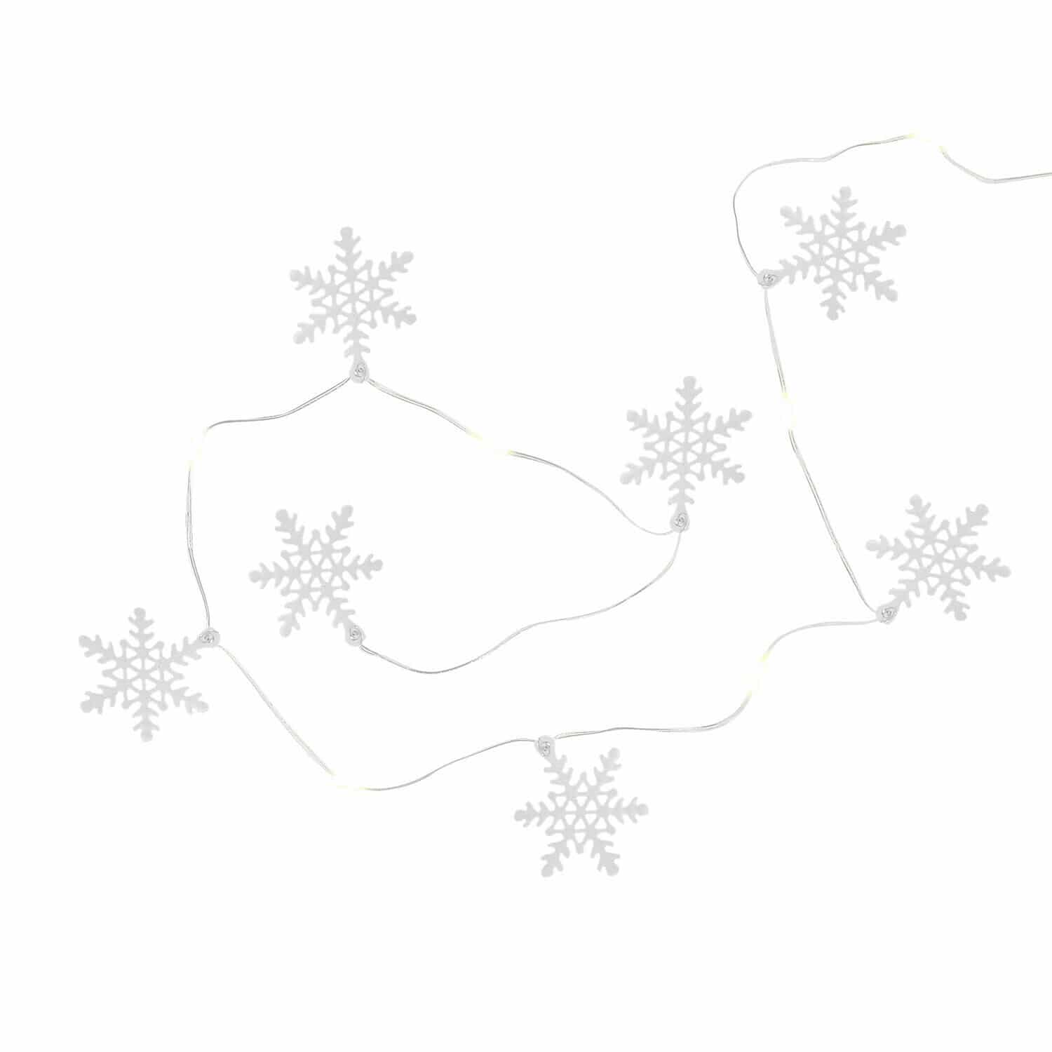 Lichterkette Azmira Lichterkette mit weissen Schneeflocken auf dünnem Draht für winterliche Dekoration