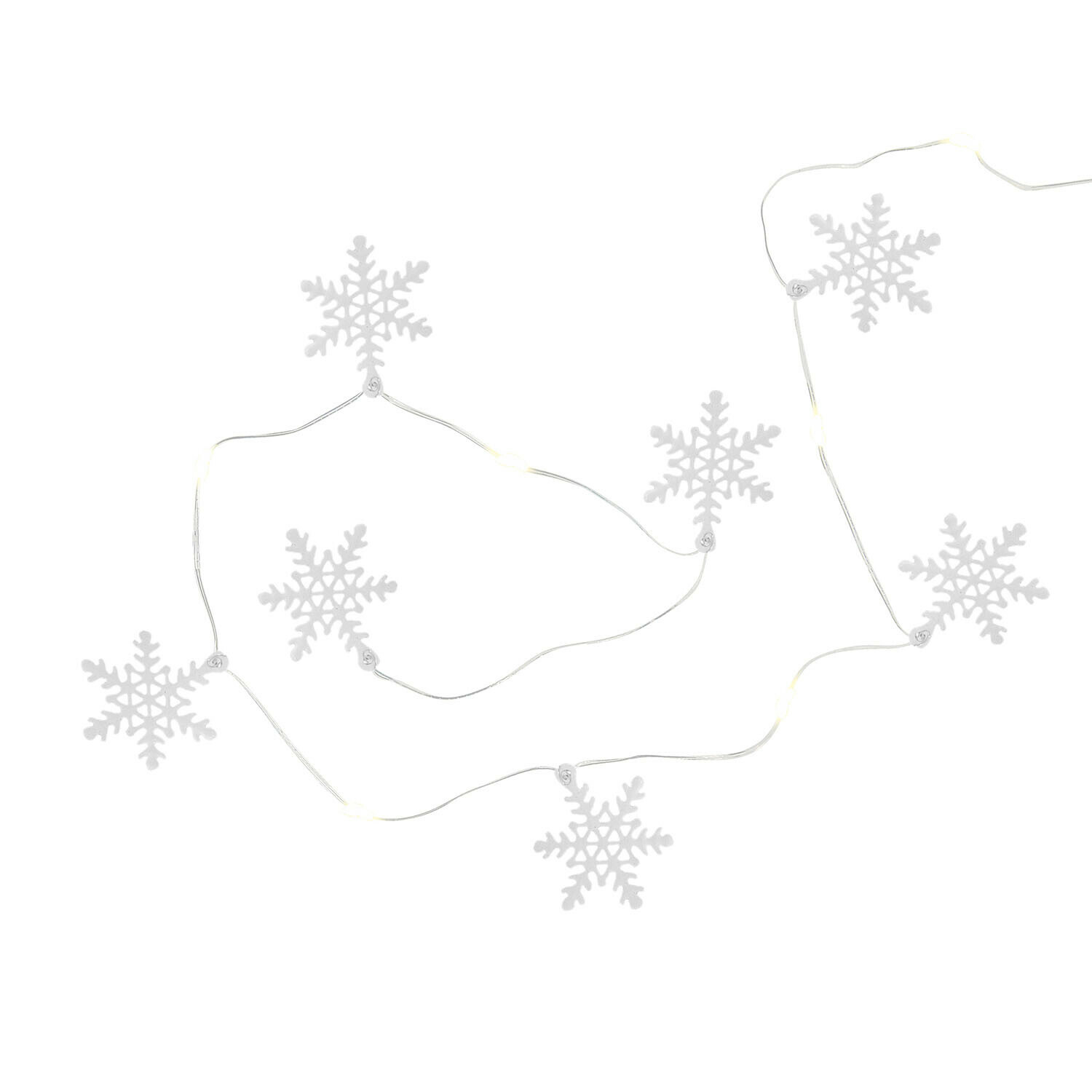 Lichterkette Azmira Lichterkette mit weissen Schneeflocken auf dünnem Draht für winterliche Dekoration