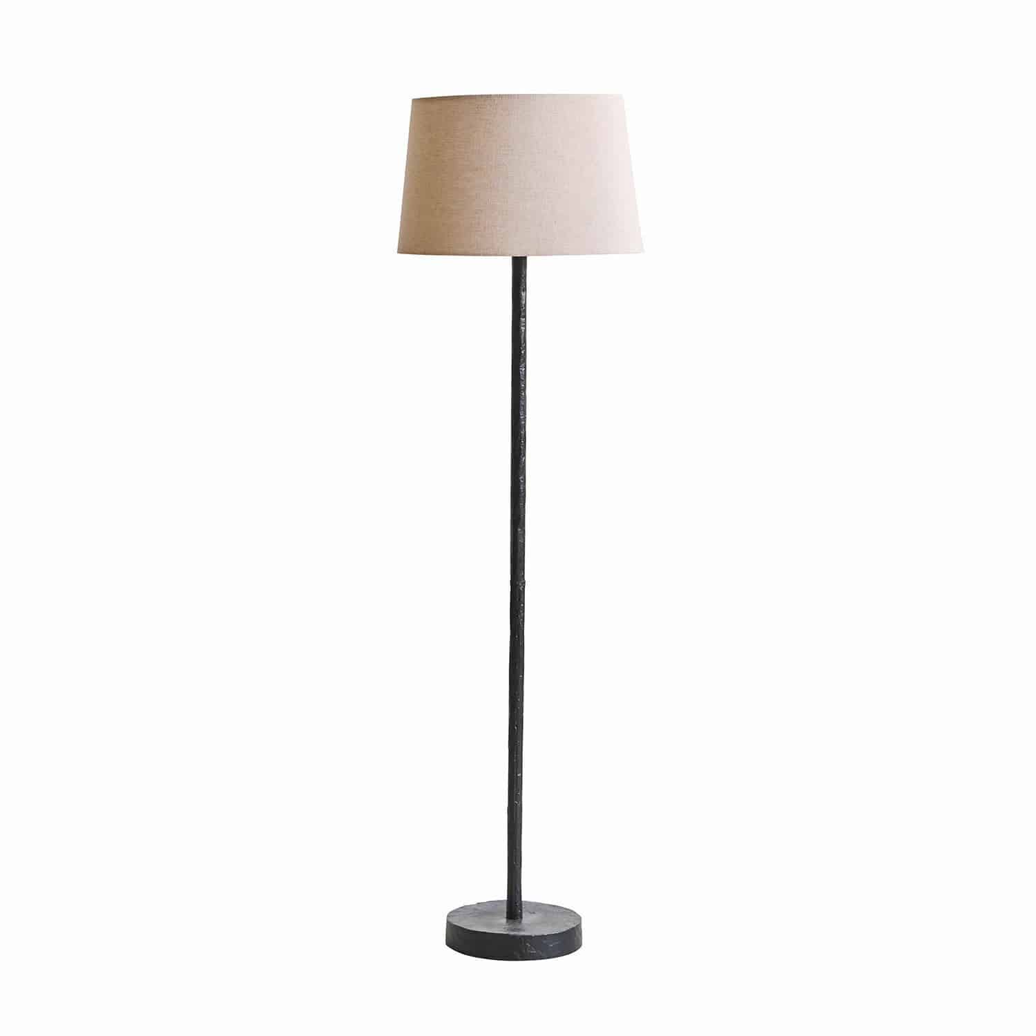 Stehlampe Kristof Stehlampe mit schwarzem Metallfuss und beigem Lampenschirm, modernes Wohnzimmerlicht