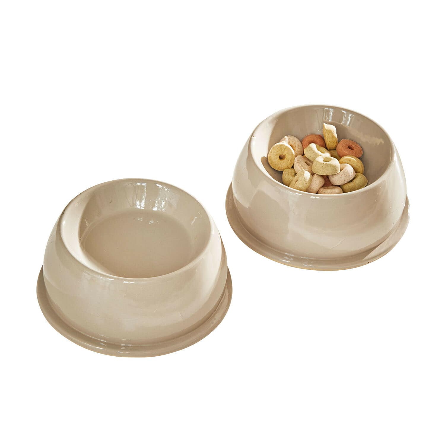 Futternapf 2er Set Kireva Beige Keramik-Hundenäpfe, einer mit Trockenfutter, der andere leer, praktische Haustier-Accessoires