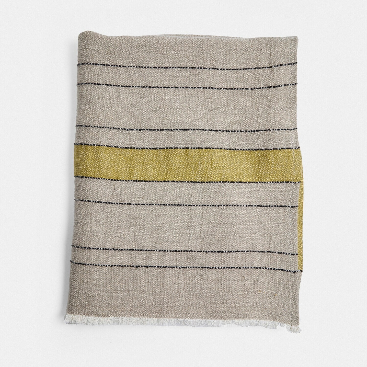Beige Leinen-Decke mit schwarzen und gelben Streifen, weicher dekorativer Wohntextilartikel