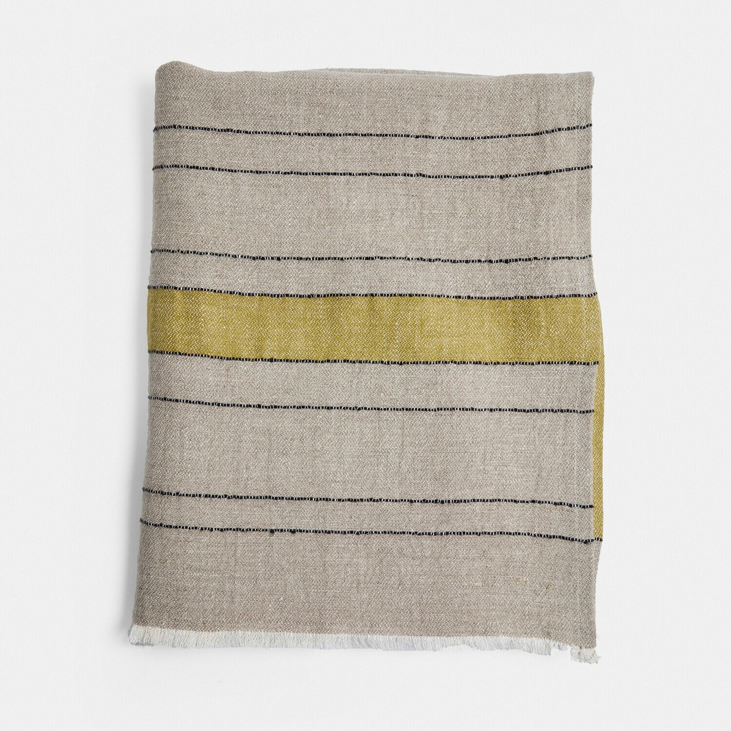 Plaid Brisalda Beige Leinen-Decke mit schwarzen und gelben Streifen, weicher dekorativer Wohntextilartikel