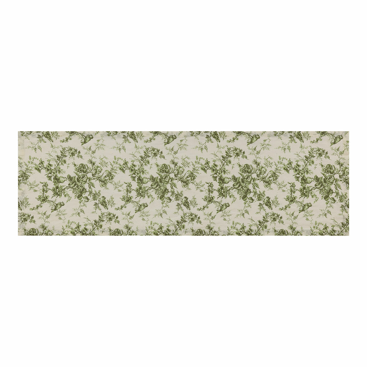 Tischläufer Mercier Tischläufer mit grünem Blumenmuster auf cremefarbenem Stoff, Tischdekoration, Textil