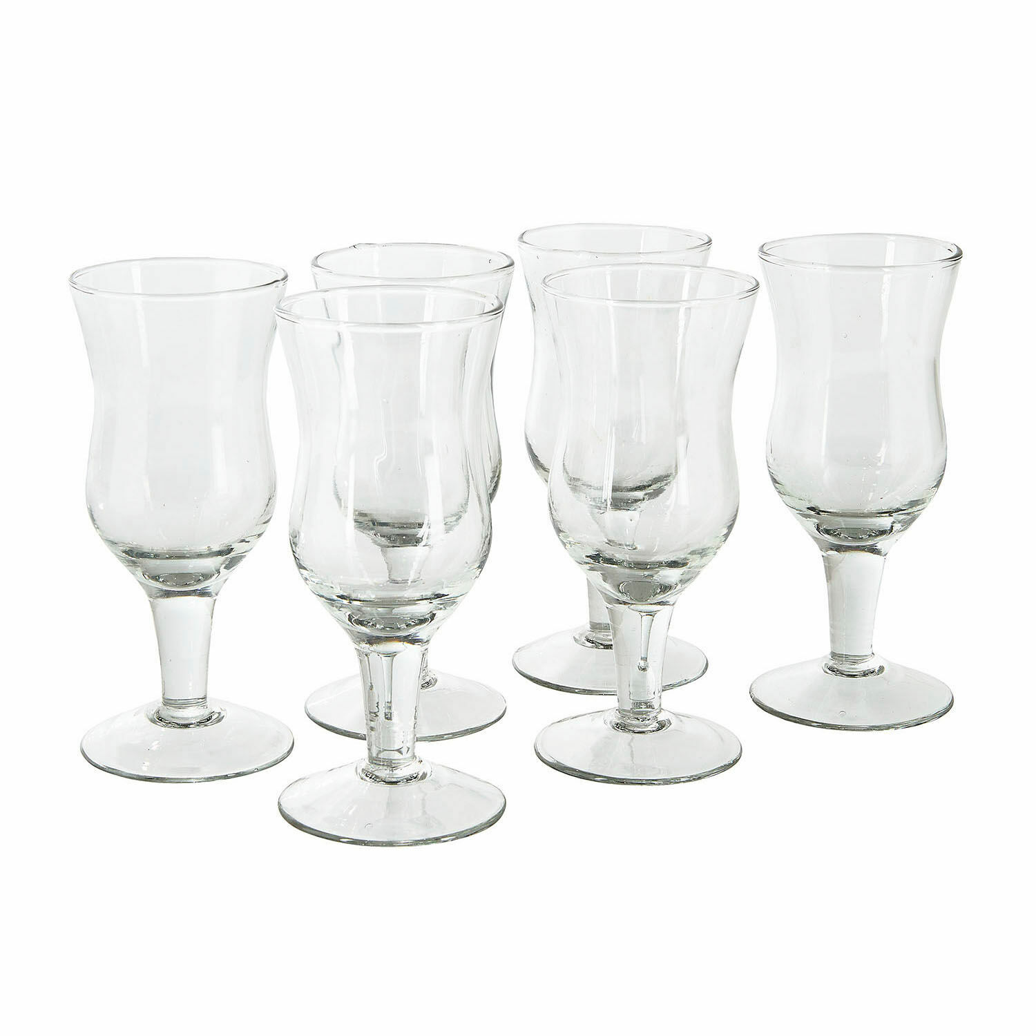 Set aus 6 klaren Gläsern aus Glas mit Fuss, elegantes Design für Getränke zu Hause